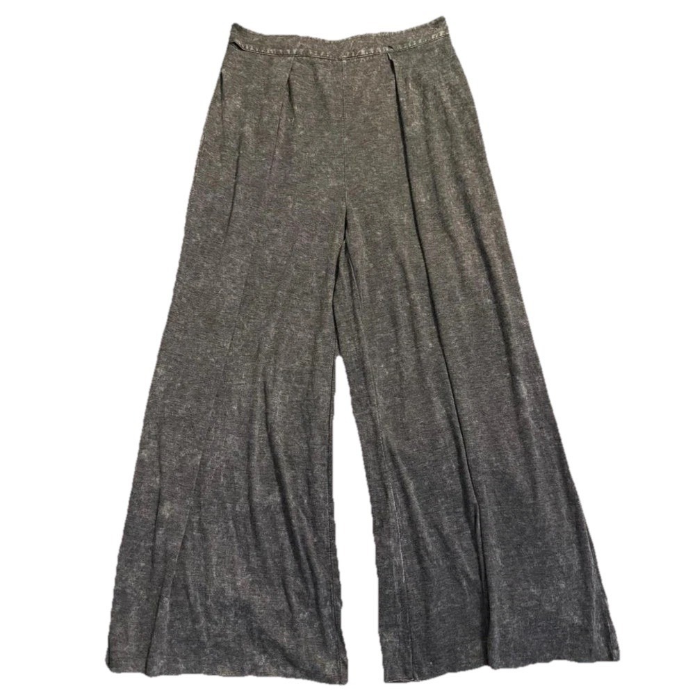 Mustard Seed Gray Acid Wash Pleated Cropped Wide Leg Ankle Pants Ladies Sz Small